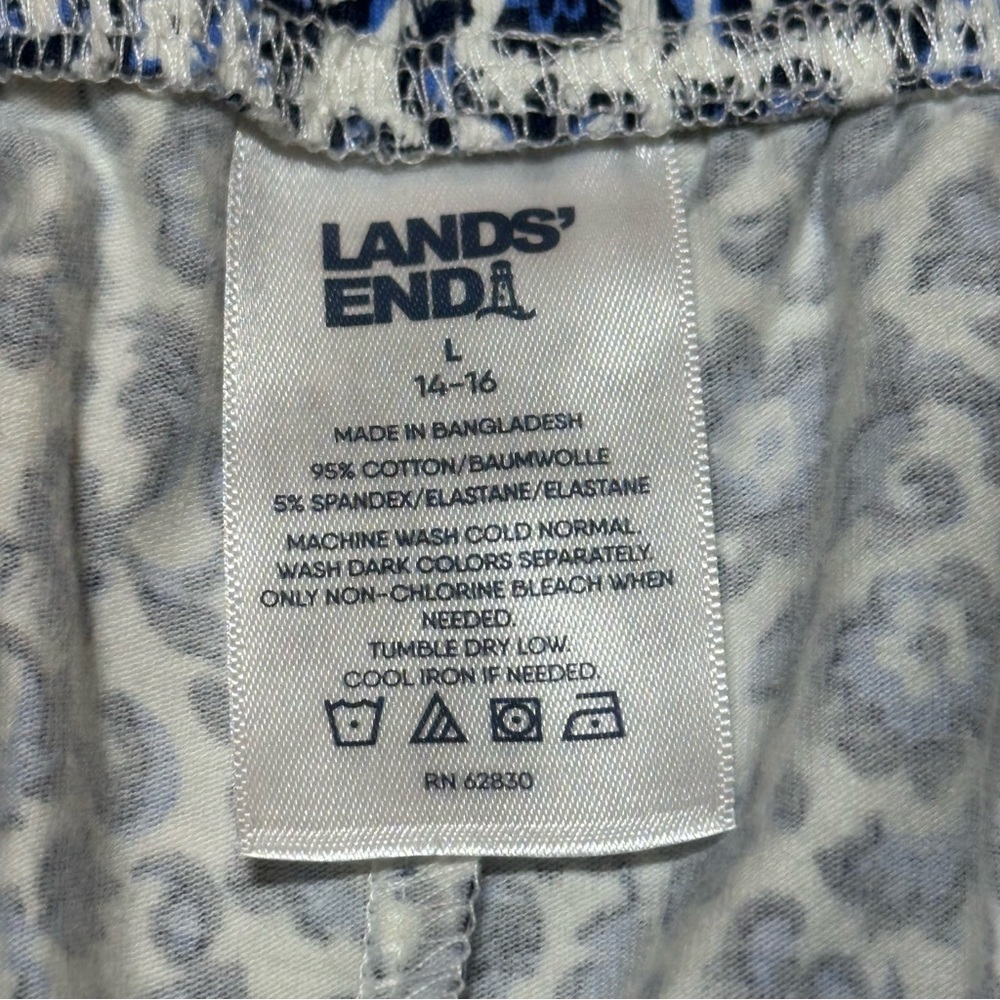 Lands' End Size L Holiday Floral Lounge Sleepwear Comfy Drawstring Elastic Pant - Picture 4 of 6